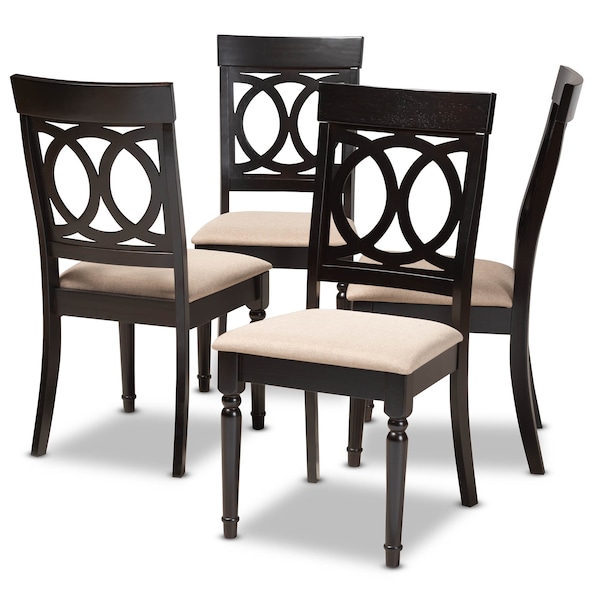 Baxton Studio Lucie Sand Upholstered Espresso Finished Wood Dining Chair, PK4 157-9731 - main